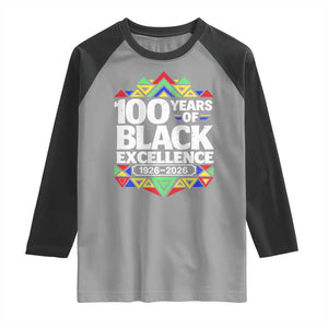 100 Years of Black Excellence 1926 2026 Raglan Shirt African Tribal Pattern Heritage Celebrating Black History TS02 Sport Gray Black Print Your Wear