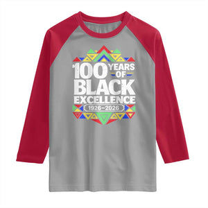 100 Years of Black Excellence 1926 2026 Raglan Shirt African Tribal Pattern Heritage Celebrating Black History TS02 Sport Gray Red Print Your Wear