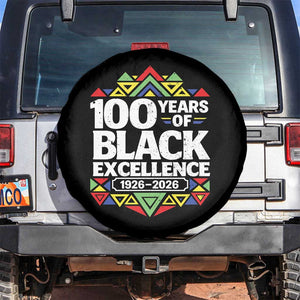 100 Years of Black Excellence 1926 2026 Spare Tire Cover African Tribal Pattern Heritage Celebrating Black History TS02 No hole Black Print Your Wear