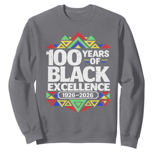 100 Years of Black Excellence 1926 2026 Sweatshirt African Tribal Pattern Heritage Celebrating Black History TS02 Charcoal Print Your Wear