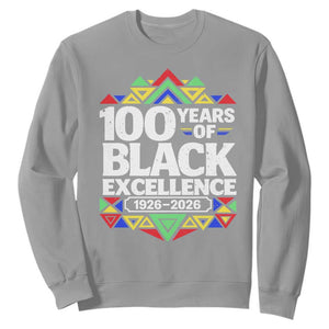100 Years of Black Excellence 1926 2026 Sweatshirt African Tribal Pattern Heritage Celebrating Black History TS02 Sport Gray Print Your Wear