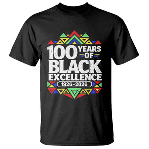 100 Years of Black Excellence 1926 2026 T Shirt African Tribal Pattern Heritage Celebrating Black History TS02 Black Print Your Wear