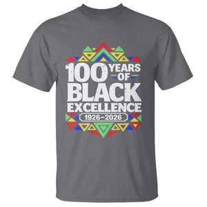 100 Years of Black Excellence 1926 2026 T Shirt African Tribal Pattern Heritage Celebrating Black History TS02 Charcoal Print Your Wear