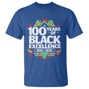 100 Years of Black Excellence 1926 2026 T Shirt African Tribal Pattern Heritage Celebrating Black History TS02 Royal Blue Print Your Wear