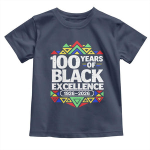 100 Years of Black Excellence 1926 2026 Toddler T Shirt African Tribal Pattern Heritage Celebrating Black History TS02 Navy Print Your Wear