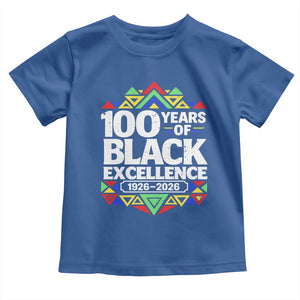 100 Years of Black Excellence 1926 2026 Toddler T Shirt African Tribal Pattern Heritage Celebrating Black History TS02 Royal Blue Print Your Wear