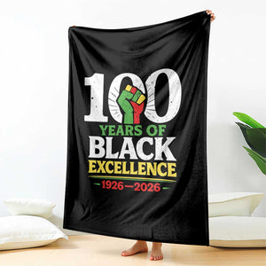 100 Years of Black Excellence 1926 2026 Throw Blanket Pan-African Raised Fist Pride Honoring Black History Legacy TS02 Print Your Wear