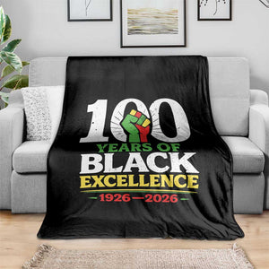 100 Years of Black Excellence 1926 2026 Throw Blanket Pan-African Raised Fist Pride Honoring Black History Legacy TS02 Print Your Wear