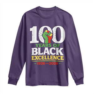 100 Years of Black Excellence 1926 2026 Long Sleeve Shirt Pan-African Raised Fist Pride Honoring Black History Legacy TS02 Purple Print Your Wear
