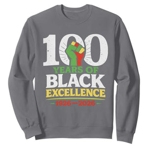 100 Years of Black Excellence 1926 2026 Sweatshirt Pan-African Raised Fist Pride Honoring Black History Legacy TS02 Charcoal Print Your Wear