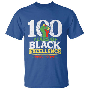 100 Years of Black Excellence 1926 2026 T Shirt Pan-African Raised Fist Pride Honoring Black History Legacy TS02 Royal Blue Print Your Wear