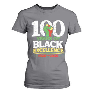 100 Years of Black Excellence 1926 2026 T Shirt For Women Pan-African Raised Fist Pride Honoring Black History Legacy TS02 Charcoal Print Your Wear