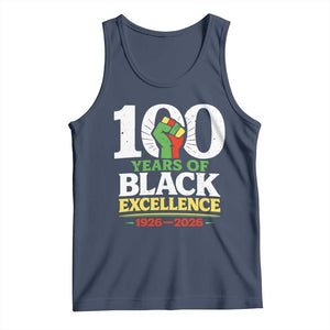 100 Years of Black Excellence 1926 2026 Tank Top Pan-African Raised Fist Pride Honoring Black History Legacy TS02 Navy Print Your Wear