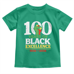 100 Years of Black Excellence 1926 2026 Toddler T Shirt Pan-African Raised Fist Pride Honoring Black History Legacy TS02 Irish Green Print Your Wear