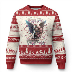 Fairy Skeleton Ugly Christmas Sweater In My Next Life I Want To Be The Karma Rose Angel Skull TS02 Green Print Your Wear
