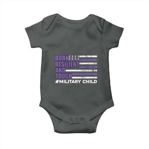 Military Child Born Resilient Tough Baby Onesie Month Of The Military Kids Army Soldier American Flag TS02 Dark Heather Print Your Wear