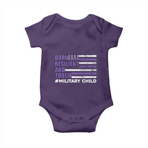 Military Child Born Resilient Tough Baby Onesie Month Of The Military Kids Army Soldier American Flag TS02 Purple Print Your Wear
