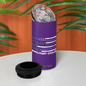 Military Child Born Resilient Tough 4 in 1 Can Cooler Tumbler Month Of The Military Kids Army Soldier American Flag TS02 Print Your Wear