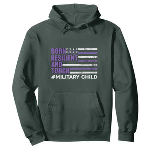 Military Child Born Resilient Tough Hoodie Month Of The Military Kids Army Soldier American Flag TS02 Dark Forest Green Print Your Wear
