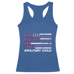 Military Child Born Resilient Tough Racerback Tank Top Month Of The Military Kids Army Soldier American Flag TS02 Royal Blue Print Your Wear