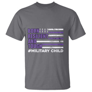 Military Child Born Resilient Tough T Shirt Month Of The Military Kids Army Soldier American Flag TS02 Charcoal Print Your Wear