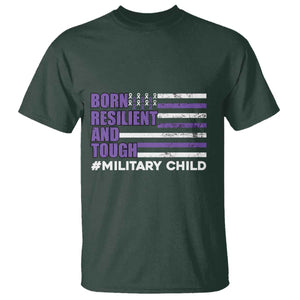 Military Child Born Resilient Tough T Shirt Month Of The Military Kids Army Soldier American Flag TS02 Dark Forest Green Print Your Wear