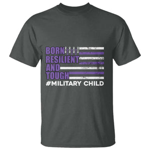 Military Child Born Resilient Tough T Shirt Month Of The Military Kids Army Soldier American Flag TS02 Dark Heather Print Your Wear