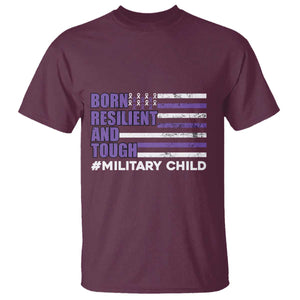 Military Child Born Resilient Tough T Shirt Month Of The Military Kids Army Soldier American Flag TS02 Maroon Print Your Wear