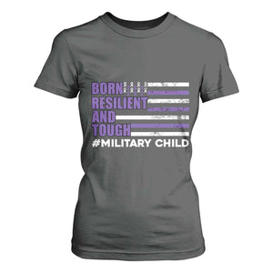 Military Child Born Resilient Tough T Shirt For Women Month Of The Military Kids Army Soldier American Flag TS02 Dark Heather Print Your Wear