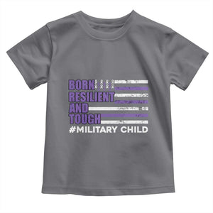 Military Child Born Resilient Tough Toddler T Shirt Month Of The Military Kids Army Soldier American Flag TS02 Charcoal Print Your Wear