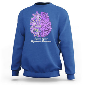 Forget Me Not Alzheimer's Awareness Sweatshirt Support Squad Dementia Purple Ribbon TS02 Royal Blue Print Your Wear