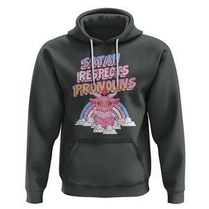 Protect Trans Kids Hoodie Satan Respects Pronouns Transgender Pride Trans Flag TS02 Dark Heather Printyourwear