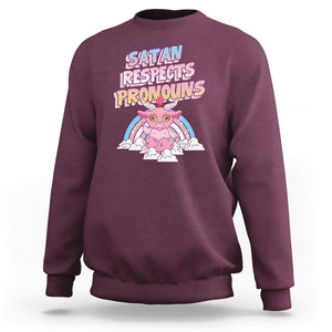 Protect Trans Kids Sweatshirt Satan Respects Pronouns Transgender Pride Trans Flag TS02 Maroon Printyourwear
