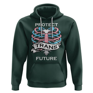 Protect Trans Kids Skeleton Hoodie Transgender Future LGBT Pride Flag LGBTQ Support TS02 Dark Forest Green Printyourwear