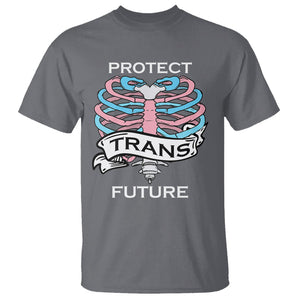Protect Trans Kids Skeleton T Shirt Transgender Future LGBT Pride Flag LGBTQ Support TS02 Charcoal Printyourwear