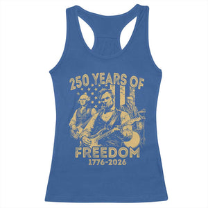 250 Years of Freedom US Presidents Rock Band Racerback Tank Top Funny Abraham Lincoln George Washington Teddy Roosevelt Concert 1776 to 2026 TS02 Royal Blue Print Your Wear