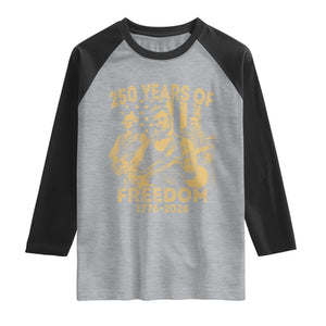 250 Years of Freedom US Presidents Rock Band Raglan Shirt Funny Abraham Lincoln George Washington Teddy Roosevelt Concert 1776 to 2026 TS02 Heather Gray Black Print Your Wear