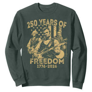 250 Years of Freedom US Presidents Rock Band Sweatshirt Funny Abraham Lincoln George Washington Teddy Roosevelt Concert 1776 to 2026 TS02 Dark Forest Green Print Your Wear