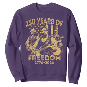 250 Years of Freedom US Presidents Rock Band Sweatshirt Funny Abraham Lincoln George Washington Teddy Roosevelt Concert 1776 to 2026 TS02 Purple Print Your Wear