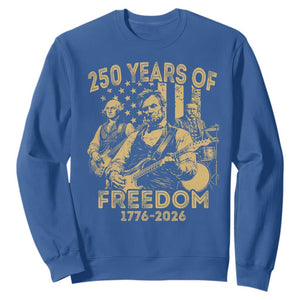 250 Years of Freedom US Presidents Rock Band Sweatshirt Funny Abraham Lincoln George Washington Teddy Roosevelt Concert 1776 to 2026 TS02 Royal Blue Print Your Wear