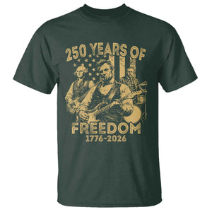 250 Years of Freedom US Presidents Rock Band T Shirt Funny Abraham Lincoln George Washington Teddy Roosevelt Concert 1776 to 2026 TS02 Dark Forest Green Print Your Wear