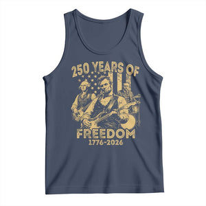 250 Years of Freedom US Presidents Rock Band Tank Top Funny Abraham Lincoln George Washington Teddy Roosevelt Concert 1776 to 2026 TS02 Navy Print Your Wear