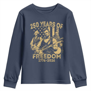250 Years of Freedom US Presidents Rock Band Youth Sweatshirt Funny Abraham Lincoln George Washington Teddy Roosevelt Concert 1776 to 2026 TS02 Navy Print Your Wear