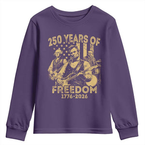 250 Years of Freedom US Presidents Rock Band Youth Sweatshirt Funny Abraham Lincoln George Washington Teddy Roosevelt Concert 1776 to 2026 TS02 Purple Print Your Wear