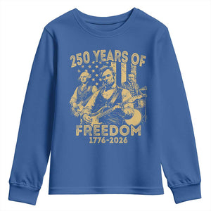250 Years of Freedom US Presidents Rock Band Youth Sweatshirt Funny Abraham Lincoln George Washington Teddy Roosevelt Concert 1776 to 2026 TS02 Royal Blue Print Your Wear
