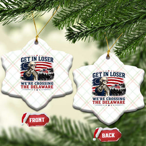 Get In Loser We're Crossing The Delaware Uncle Sam Style Ceramic Ornament Funny George Washington Pointing Vintage American Flag Patriotic TS02 Print Your Wear