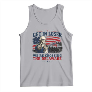 Get In Loser We're Crossing The Delaware Uncle Sam Style Tank Top Funny George Washington Pointing Vintage American Flag Patriotic TS02 Athletic Heather Print Your Wear