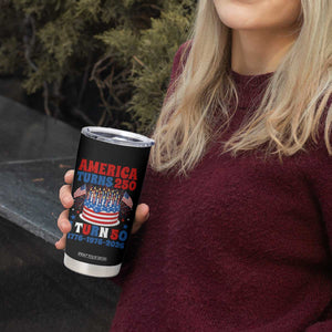 America Turns 250 I Turn 50 Funny 1976 Birthday Tumbler Cup American Flag Cake 1776 to 2026 Semiquincentennial TS02 Print Your Wear