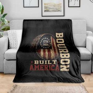 Bourbon Built America Vintage Distressed Graphic Throw Blanket American Flag Whiskey Barrel 1776 to 2026 Semiquincentennial Patriotic TS02 Print Your Wear