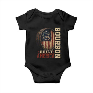 Bourbon Built America Vintage Distressed Graphic Baby Onesie American Flag Whiskey Barrel 1776 to 2026 Semiquincentennial Patriotic TS02 Black Print Your Wear